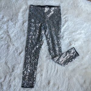Girls 7/8 Black Silver Sequin Pants